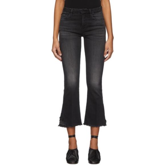 Frame Le Crop Mini Boot Jeans Mid Rise Crop Released Hem Romeo Black 26x26 - Picture 1 of 5